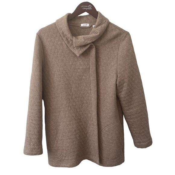 Pure Jill Size Medium Petite Quilted Jacket Single Snap Closure Pockets Brown - Picture 4 of 13